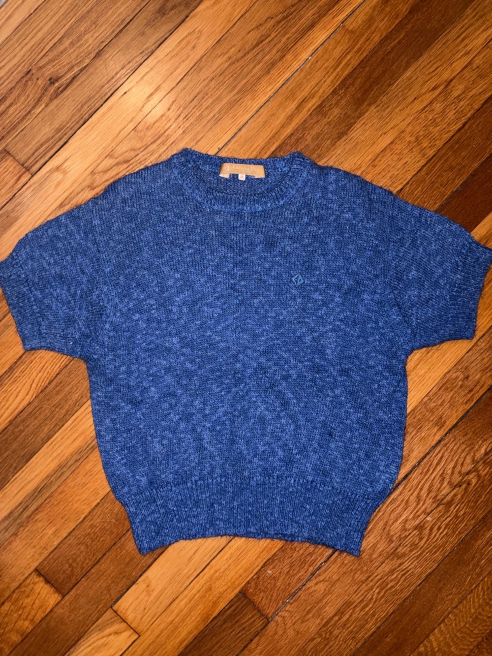 Vintage Christian Dior Sports Blue Silk Blend Short Sleeve Knit Sweater Size M - Picture 15 of 16
